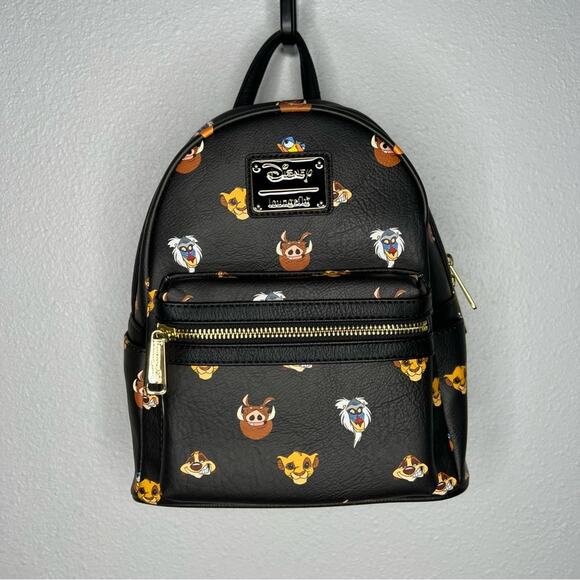 New Disney Loungefly Black Lion King Simba Pumba Timon Mini Backpack - Picture 1 of 6